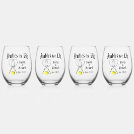 Verdubbeling van het leven Tennis Wedding Wijnglas Zonder Voet