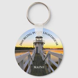 Verdubbelpunt vuurtoren, Maine Round Keyring Sleutelhanger