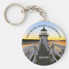 Verdubbelpunt vuurtoren, Maine Round Keyring Sleutelhanger