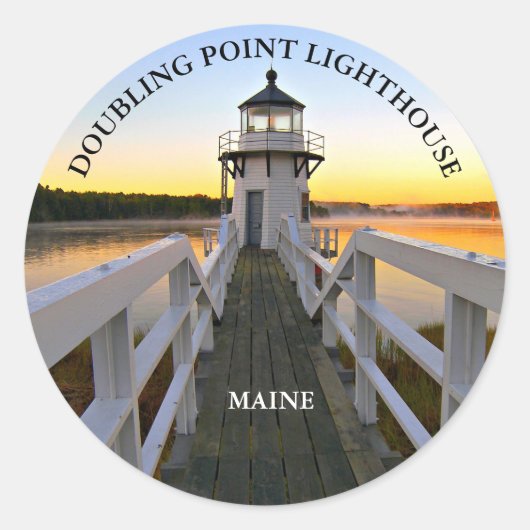 Verdubbelpunt vuurtoren, Maine Round Stickers (Voorkant)