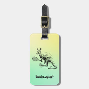 Verdubbelt iemand? Kangaroo Tennis Player Bagagelabel