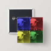 Verduisterde Button "Um 4 Color Llama Square" (Voorkant /achterkant)