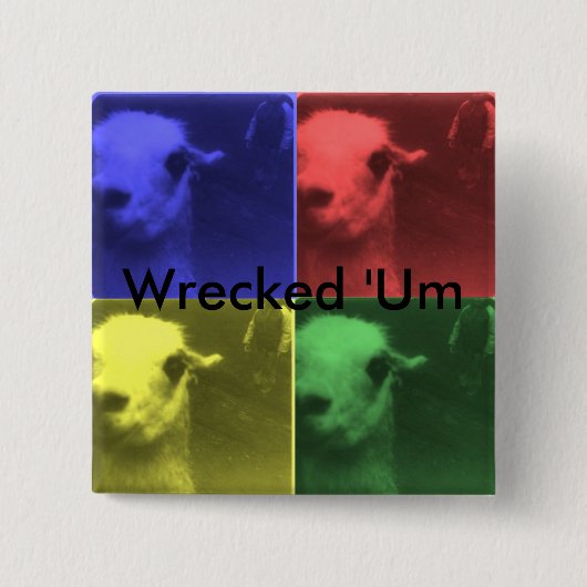 Verduisterde Button "Um 4 Color Llama Square" (Voorkant)