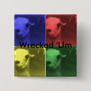 Verduisterde Button "Um 4 Color Llama Square"