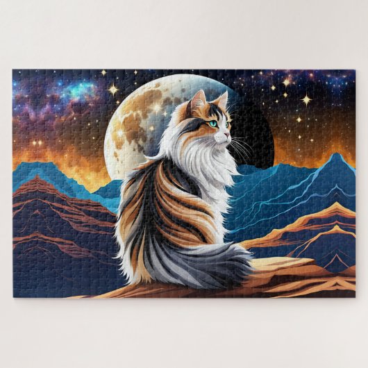 Verdun Calico kat en woestijn maan Legpuzzel (Horizontaal)