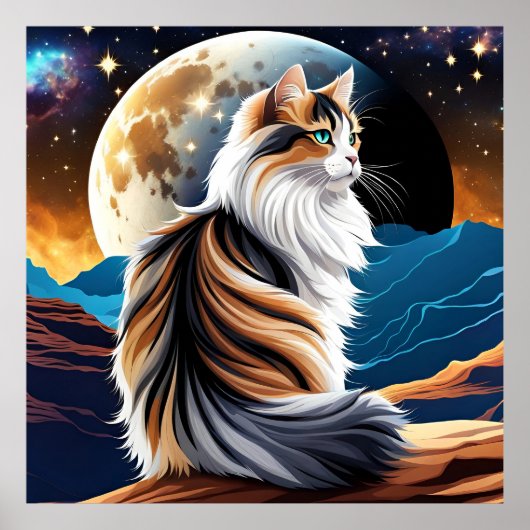 Verdun Calico kat en woestijn maan Poster (Voorkant)