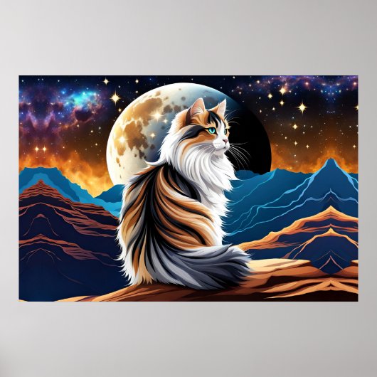 Verdun Calico kat en woestijn maan Poster (Voorkant)