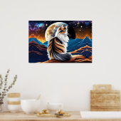 Verdun Calico kat en woestijn maan Poster (Keuken)