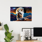 Verdun Calico kat en woestijn maan Poster (Thuiskantoor)
