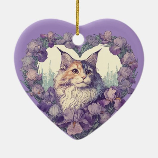 Verdun Calico maine Coon Cat Keramisch Ornament (Achterkant)