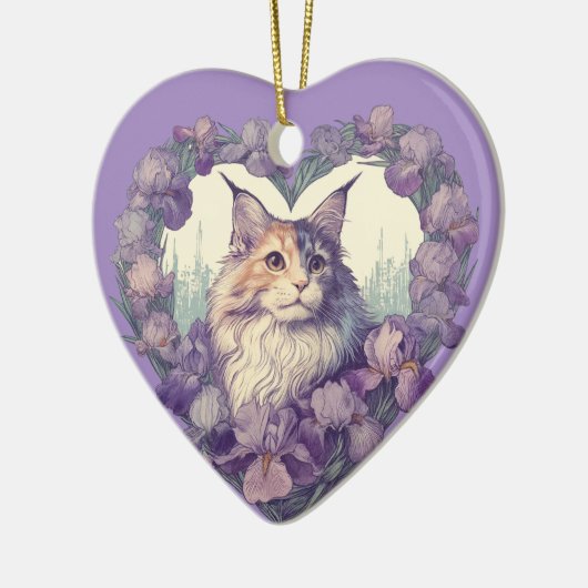 Verdun Calico maine Coon Cat Keramisch Ornament (Links)