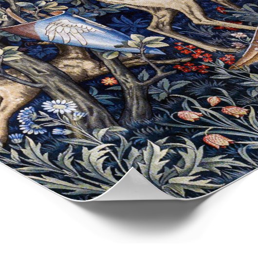 Verdure met herten en schilden, William Morris Poster (Hoek)