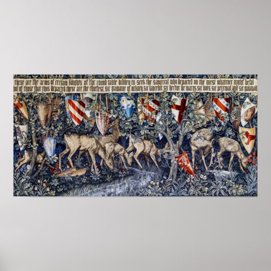 Verdure met herten en schilden, William Morris Poster (Voorkant)