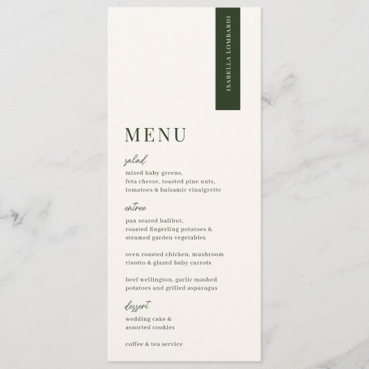 VERDURE Modern Wedding Place Card Menu (Voorkant)