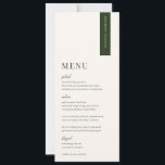 VERDURE Modern Wedding Place Card Menu Kaart<br><div class="desc">VERDURE grenen groen minimalist,  bruiloft gast plaats kaart en menu. Kenmerken,  dennengroene typografie op zacht beige achtergronden. Lettertypen en achtergrondkleur kunnen worden aangepast. Let op: gastennamen moeten individueel worden ingevoerd en aan uw winkelwagentje worden toegevoegd.</div>