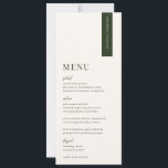 VERDURE Modern Wedding Place Card Menu Kaart<br><div class="desc">VERDURE grenen groen minimalist,  bruiloft gast plaats kaart en menu. Kenmerken,  dennengroene typografie op zacht beige achtergronden. Lettertypen en achtergrondkleur kunnen worden aangepast. Let op: gastennamen moeten individueel worden ingevoerd en aan uw winkelwagentje worden toegevoegd.</div>