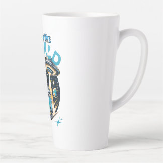Verdwaal in de wereld met dit prachtig vormgegeven latte mok