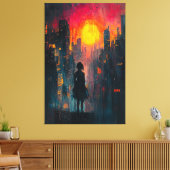 Verdwaald in de stad Hedendaagse expressionist Urb Canvas Afdruk (Insitu (Woonkamer))