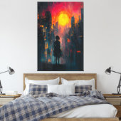 Verdwaald in de stad Hedendaagse expressionist Urb Canvas Afdruk (Insitu (Slaapkamer))