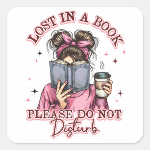 Verdwaald in een boek... vierkante sticker