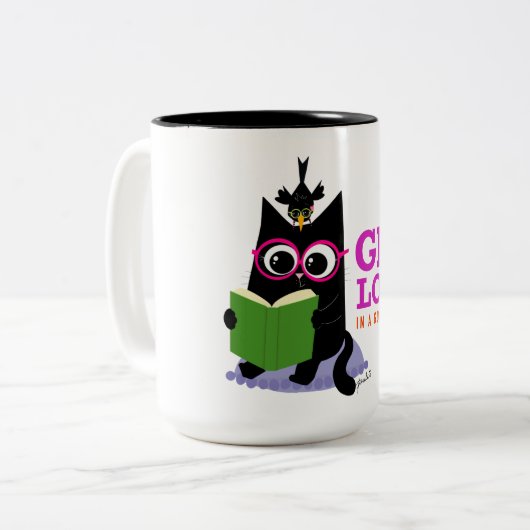 Verdwaald in een goed boek - Mok (Voorkant links)