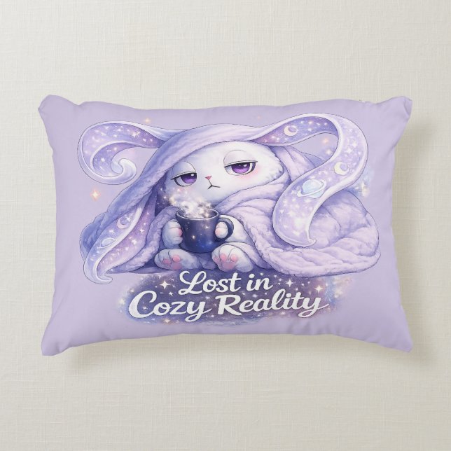 Verdwaald in knusse realiteit Fluffy Bunny Accent Kussen (Voorkant)