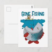 Verdwenen Gevist wachtend op de Big Catch Cartoon Briefkaart (Voorkant / Achterkant)