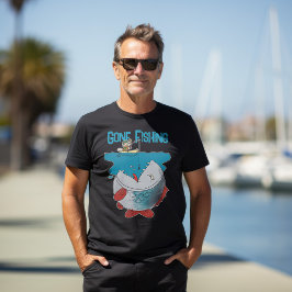 Verdwenen Gevist wachtend op de Big Catch Cartoon T-shirt