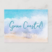 Verdwenen Kust Nieuwe Thuisgolf Op Strand Aquarel Aankondigingskaart (Voorkant)