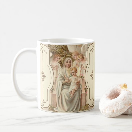 Verdwenen moeder Baby Jezus met Angels Koffiemok (Met donut)