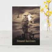 Verdwenen Samhain met Owl en gedicht Kaart (Gele Bloem)