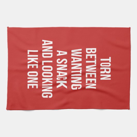 Verdwenen tussen wensen en kijken als snack, grapp theedoek (Horizontaal)