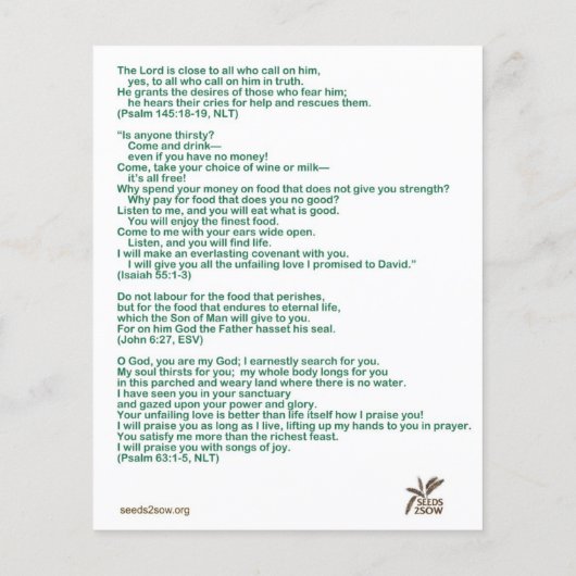 Verdwenen zijn degenen die honger en dorst hebben flyer (Achterkant)