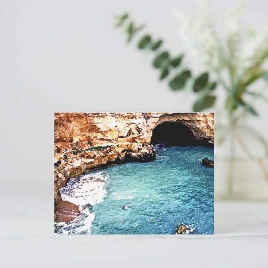 Verdwijnend Strand - Dal Covo - Algarve Portugal Briefkaart (Staand voorkant)