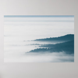 Verdwijnende heuvels in mist poster