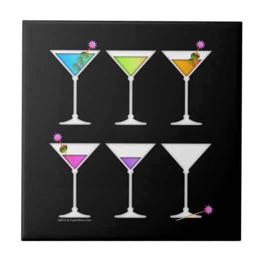 Verdwijnende Martinis Coaster T Tegeltje (Voorkant)