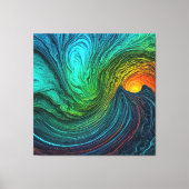 "Verdwijnende zon" Abstracte fractale golven Canvas Afdruk (Voorkant)