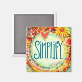 Vereenvoudig bloemige kleurrijke inspiratie magneet (Voorkant / Achterkant)