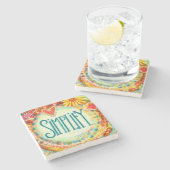 Vereenvoudig  grillige harten bloemen Drink Stenen Onderzetter (Zijkant)