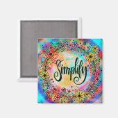 Vereenvoudig harten  bloemrijke kleurrijke inspira magneet (Voorkant / Achterkant)