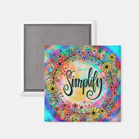 Vereenvoudig harten  bloemrijke kleurrijke inspira magneet (Voorkant / Achterkant)