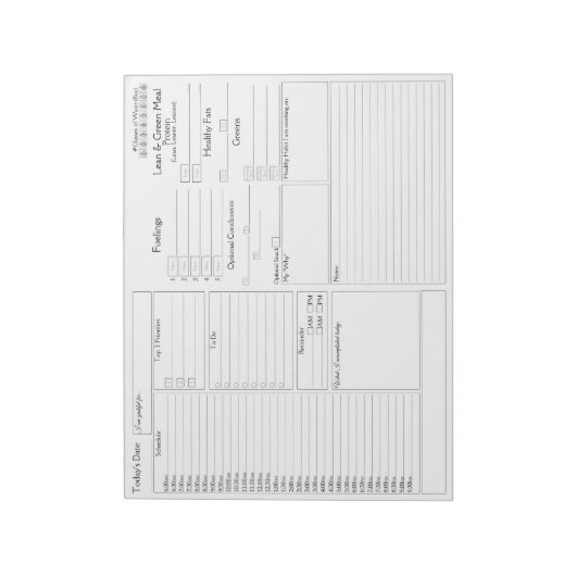 Vereenvoudigde dagelijkse planner | 5 en 1 Food Jo Notitieblok (Linkerzijde)