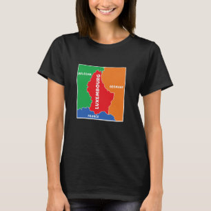 vereenvoudigde Gekleurde Kaart van Luxemburg, Buur T-shirt