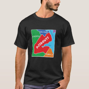 Vereenvoudigde kaart van Djibouti, buurland Co T-shirt