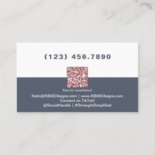 Vereenvoudigde QR Grijs Rood Personal Trainer Visitekaartje (Achterkant)