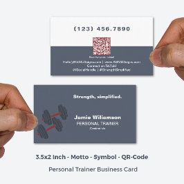 Vereenvoudigde QR Grijs Rood Personal Trainer Visitekaartje