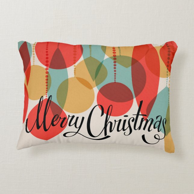 Vereenvoudigde retro-ornamenten met prettige kerst accent kussen (Achterkant)