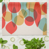 Vereenvoudigde Retro-Ornamenten rood, geelbruin, b Theedoek (Gevouwen)