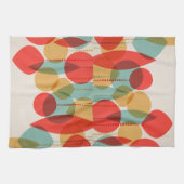 Vereenvoudigde Retro-Ornamenten rood, geelbruin, b Theedoek (Horizontaal)