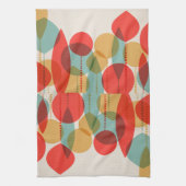 Vereenvoudigde Retro-Ornamenten rood, geelbruin, b Theedoek (Verticaal)